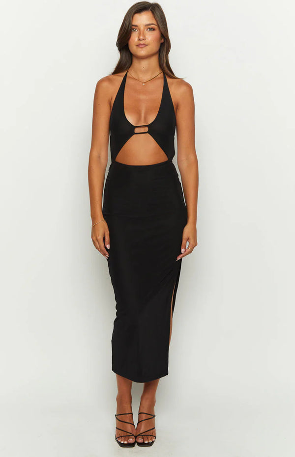 Salenco Black Midi Dress